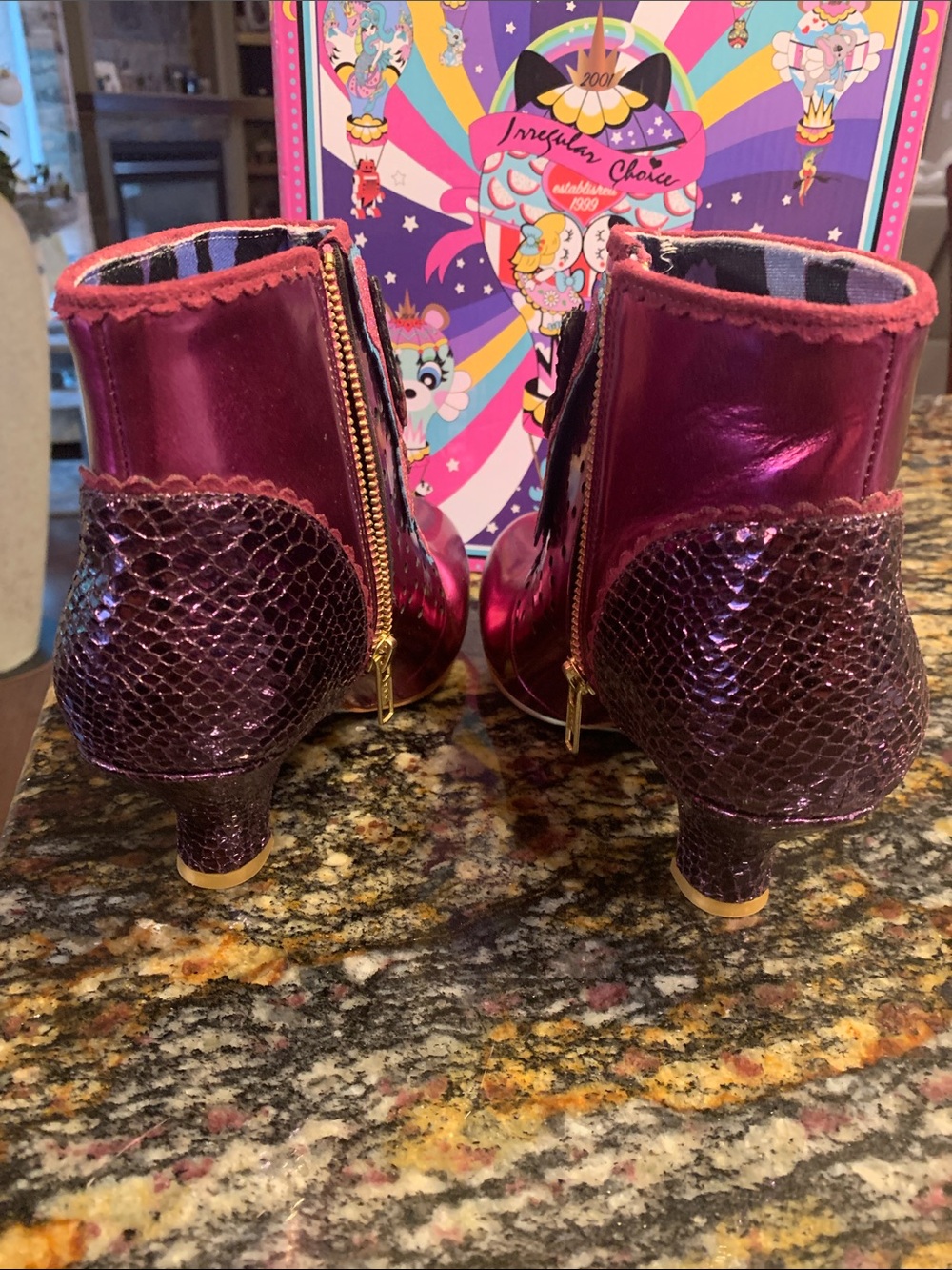 Irregular Choice Mariposa Ankle Boots in Metallic Pink/Purple - Picture 7 of 12